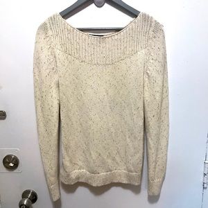 Banana Republic wool & cashmere blens boatneck cream w/ gold fleck sweat…
